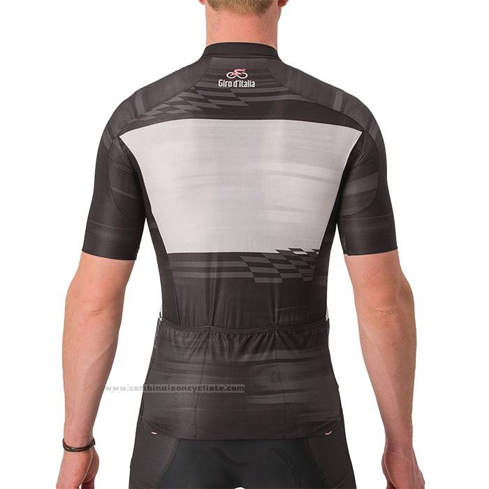 2023 Maillot Cyclisme Giro d'Italia Noir Blanc Manches Courtes et Cuissard